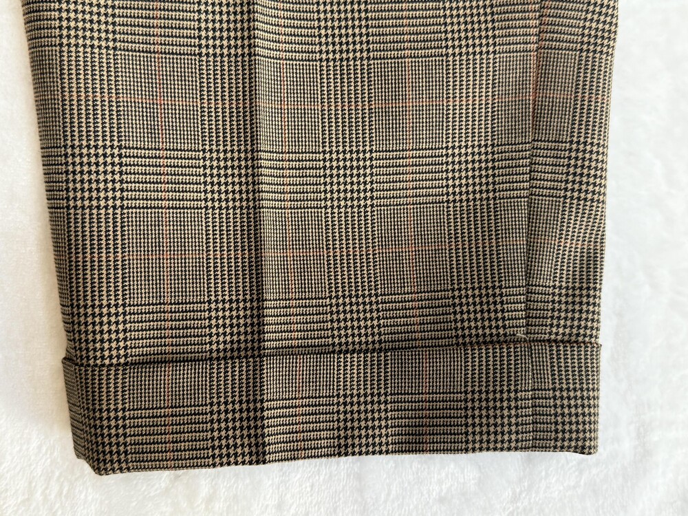 Lauren Ralph Lauren Pants Womens 4 Brown Plaid Wool Cuffed Tapered Altered - Picture 10 of 16